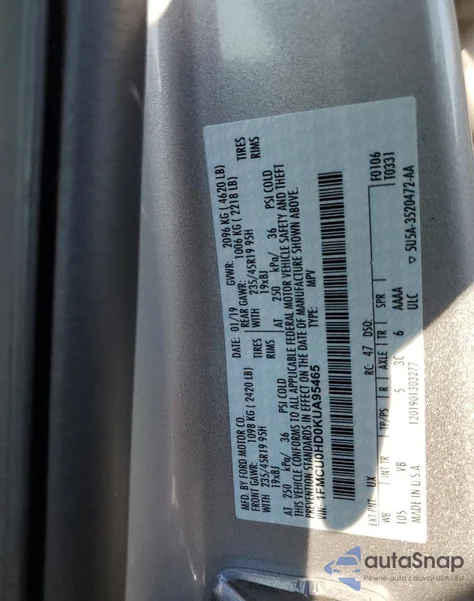 2019 Ford Escape Sel from USA, damaged, VIN 1FMCU0HD0KUA95465